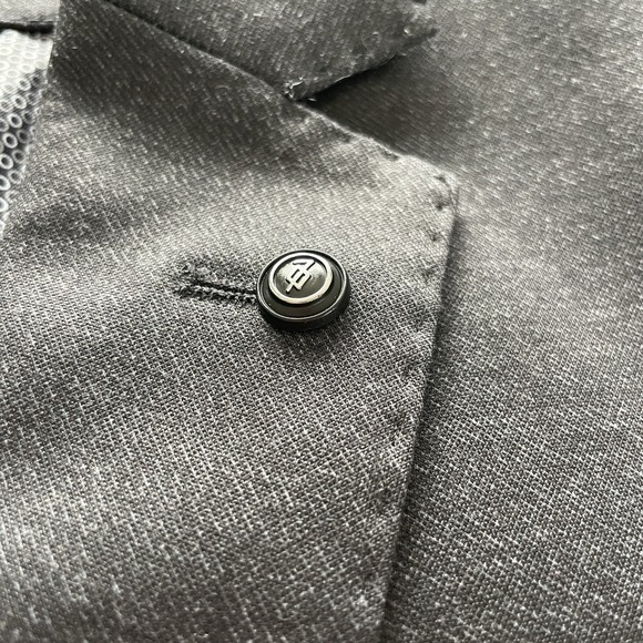 7 Diamonds Mens Medium 4 Way Stretch Blazer Dark Grey Modern 2 Button - Picture 5 of 14